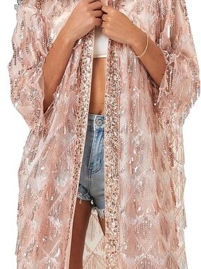Sequin Rose Gold Beach Kimono